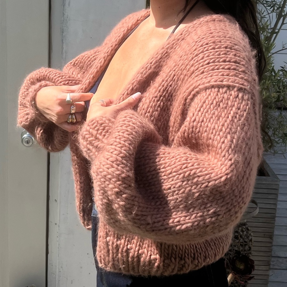 Handmade Knit Cardigan - Deep Tan